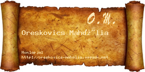 Oreskovics Mahália névjegykártya